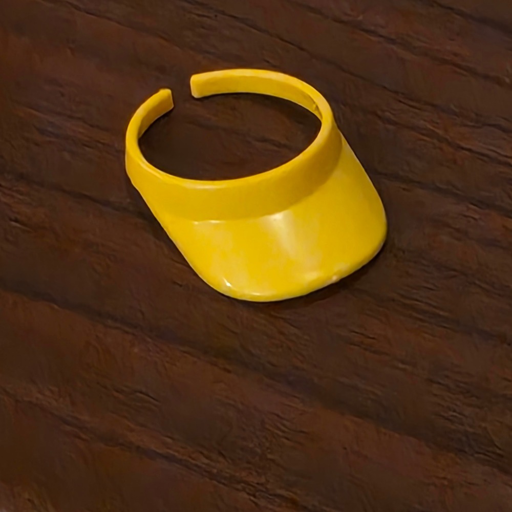 Yellow Plastic Miniature Sun Visor Doll Accessory Collectible Toy Hat